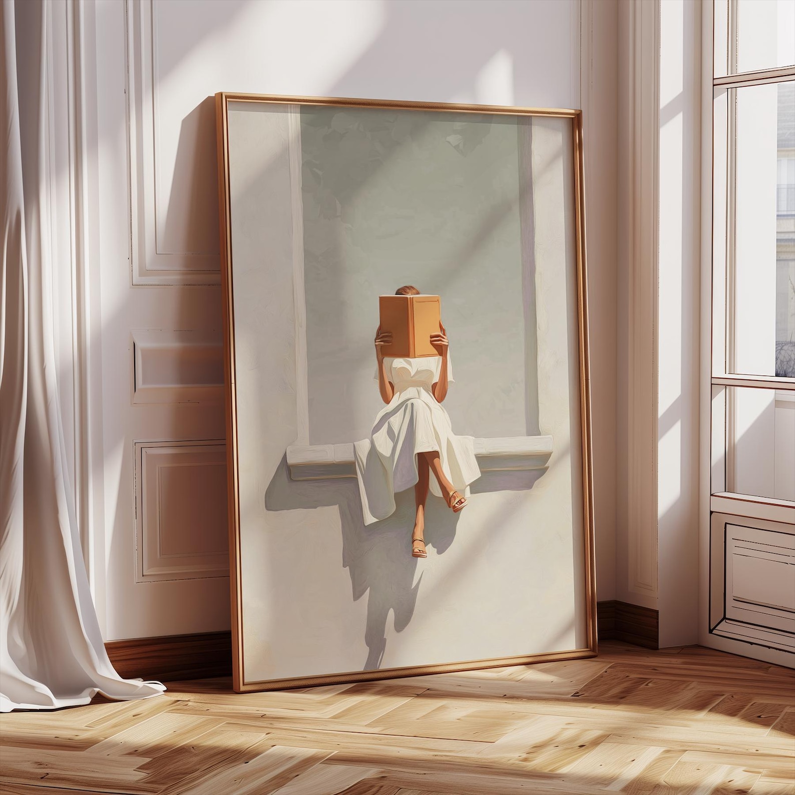 Home Office Minimalist - Modern Abstract Woman Reading Canvas Wall