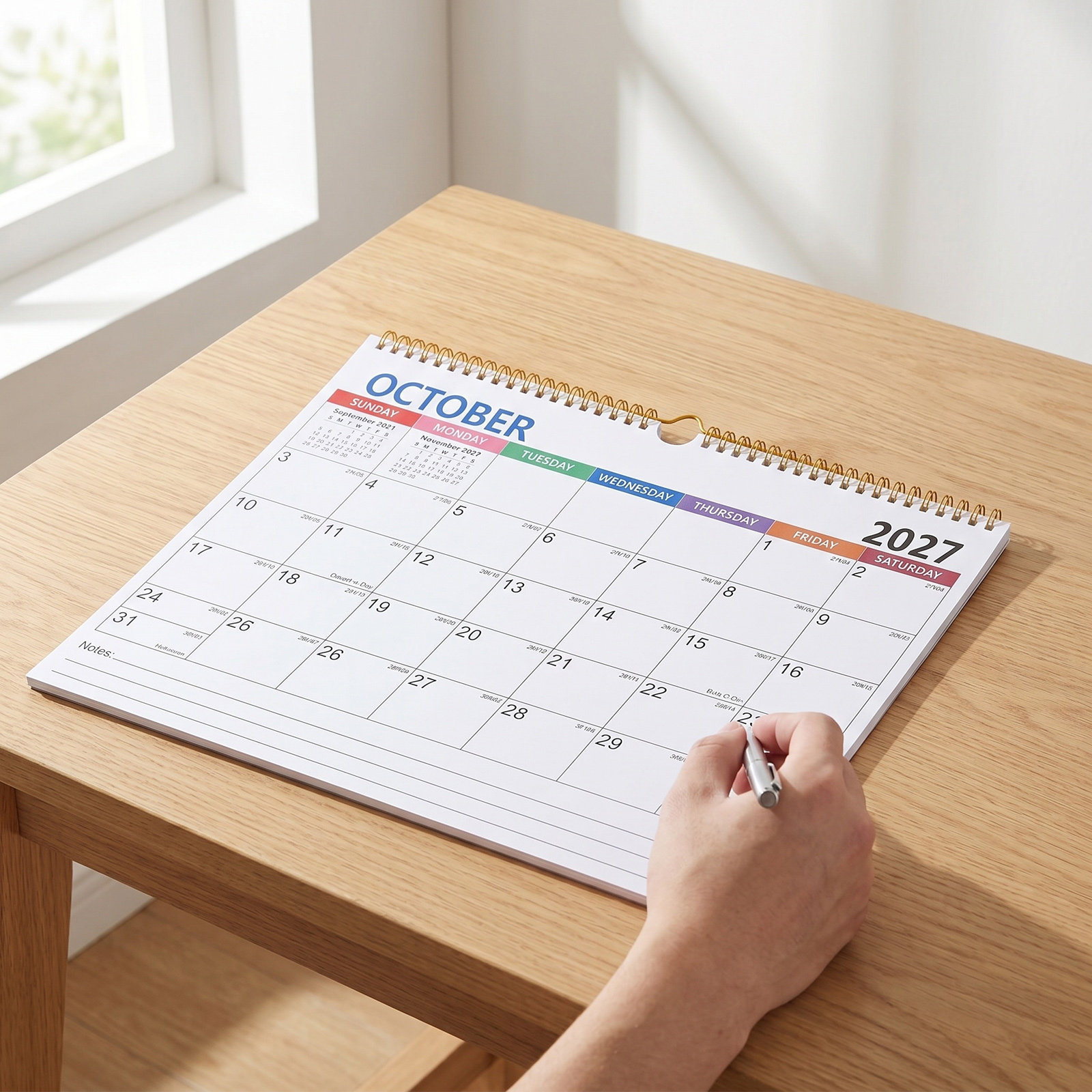 English Home Office - 2027 Minimalist Hangable Wall Calendar Twin