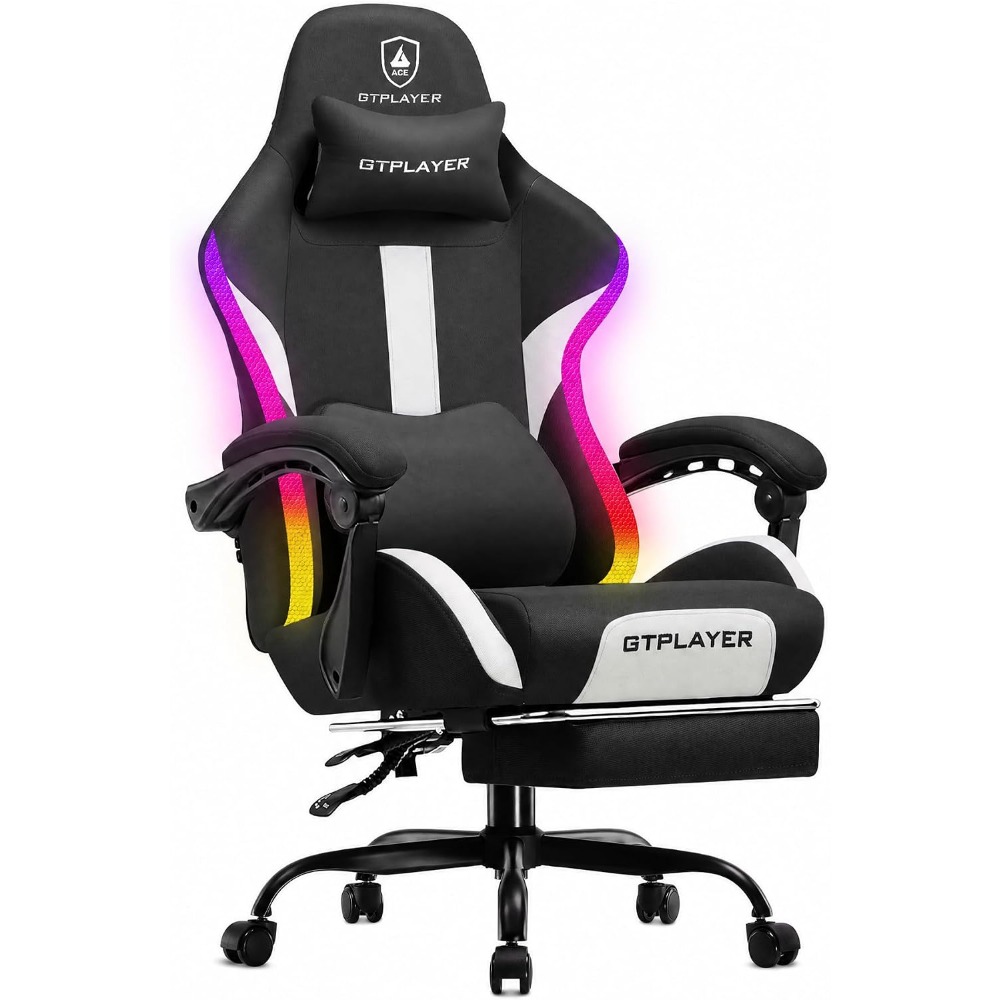 Ergonomic Office Chair - RGB Gaming Chair with Footrest, LED