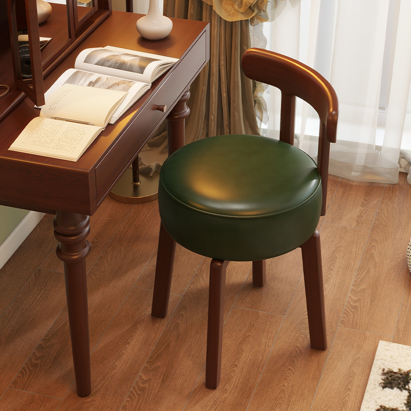 Home Office Minimalist - Solid wood rotating dressing chair, leather