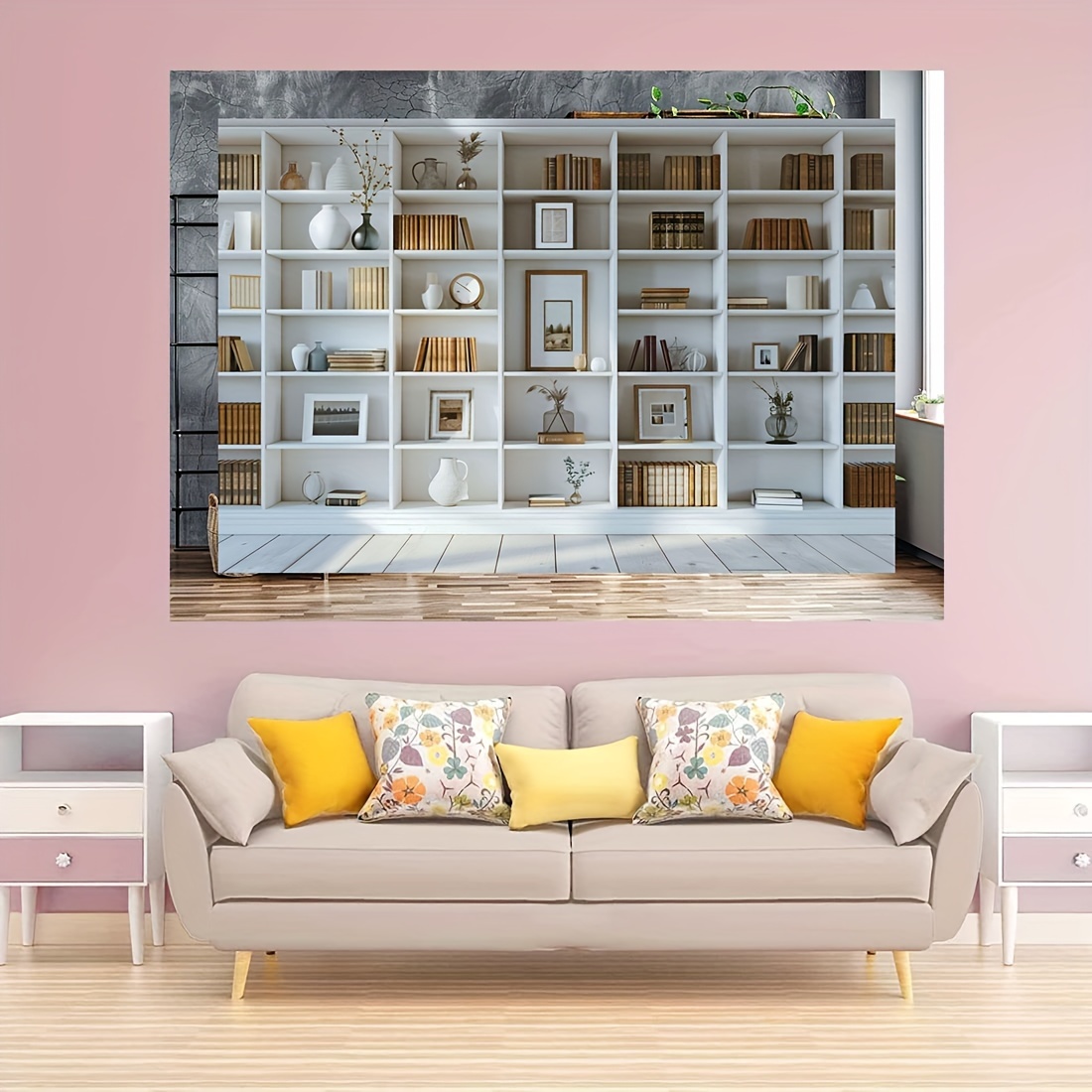 1pc White Bookshelf background - đánh giá và giá Home Office Background For Zoom