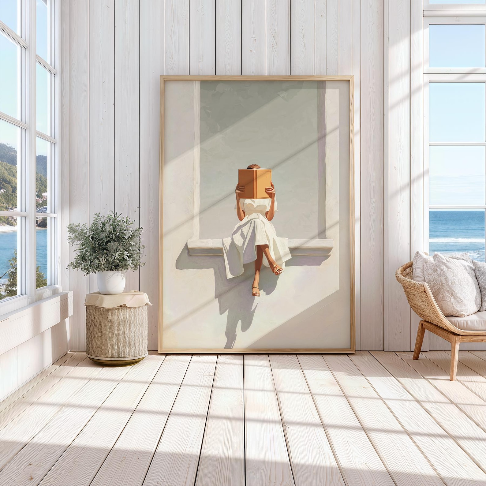 Modern Abstract Woman Reading  - đánh giá và giá Home Office Minimalist