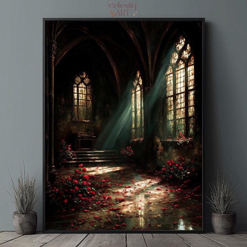 Dark Academia Canvas Print Got - đánh giá và giá Home Office With Library
