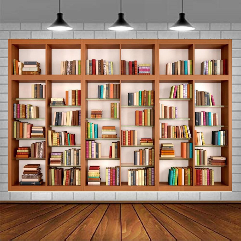 Modern Wooden Bookshelf Photog - đánh giá và giá Home Office Background For Zoom