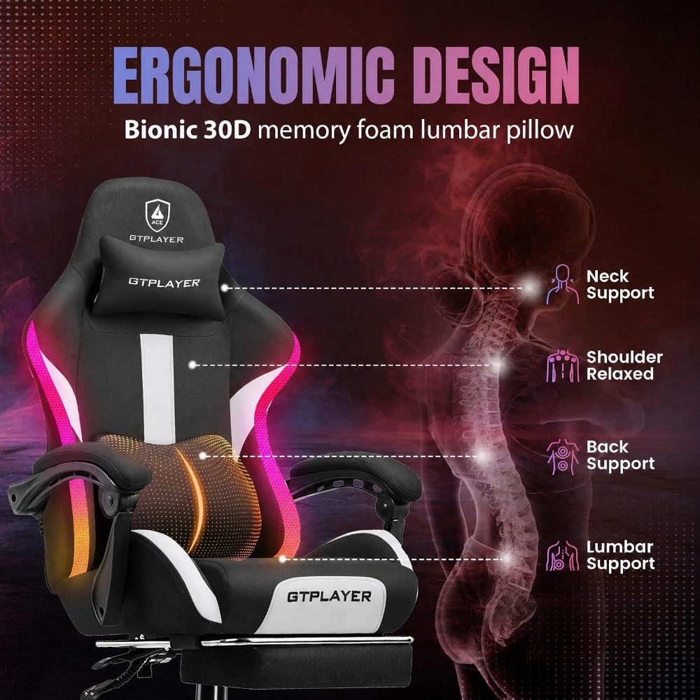 RGB Gaming Chair with Footrest - đánh giá và giá Ergonomic Office Chair