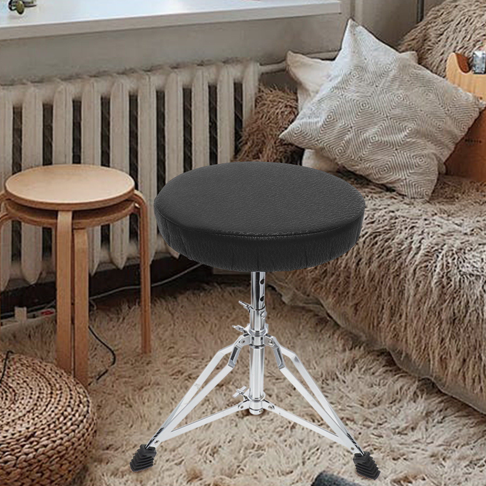Super Round Stool Cover Black  - đánh giá và giá Home Office With Sofa