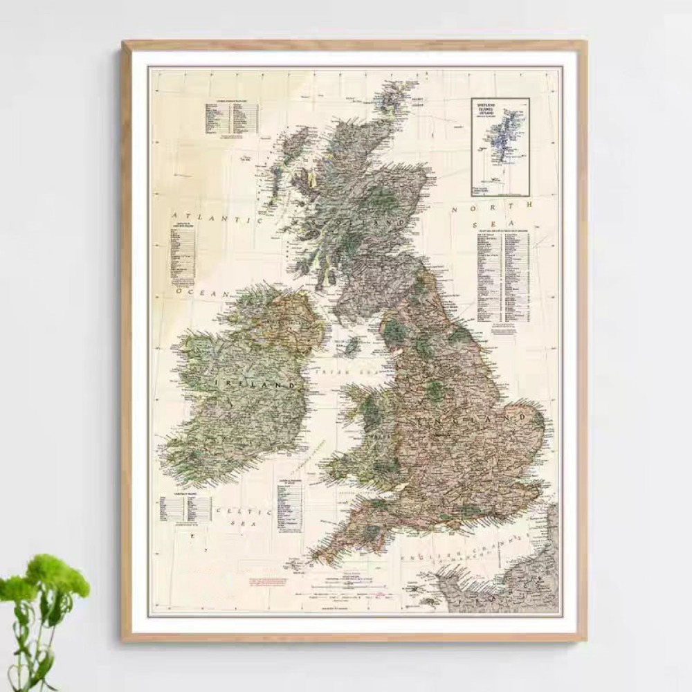 Vintage HD Britain Map Posters - đánh giá và giá Home Office With Library